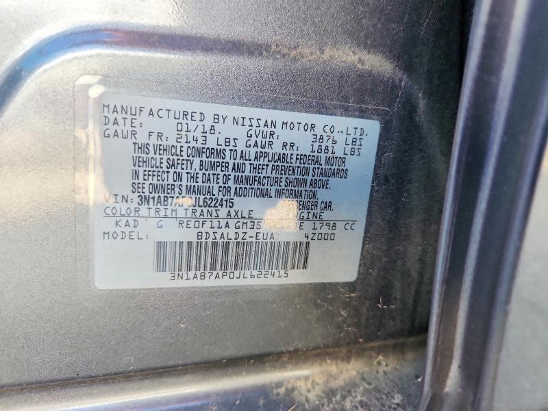 65629816 :رقم المزاد ، 3N1AB7AP0JL622415 vin ، 2018 Nissan Sentra مزاد بيع