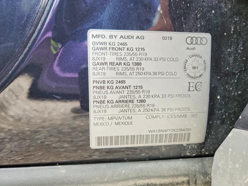 Продажа на аукционе авто 2019 Audi Q5, vin: WA1BNAFY2K2084059, номер лота: 63240846