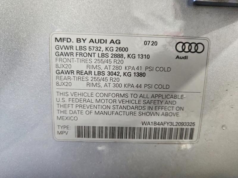65672406 :رقم المزاد ، WA1B4AFY3L2093325 vin ، 2020 Audi Sq5 مزاد بيع