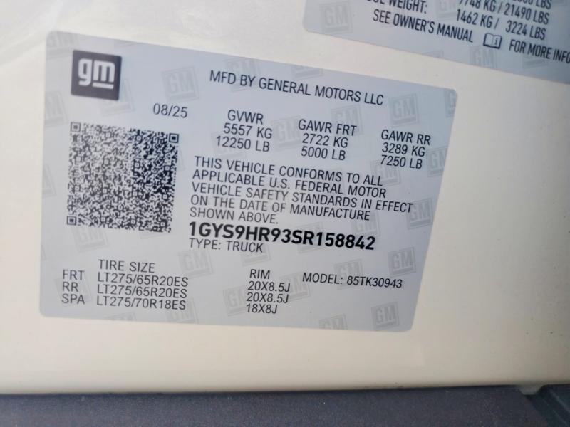 Auction sale of the 2025 Cadillac Escalade V, vin: 1GYS9HR93SR158842, lot number: 67102866