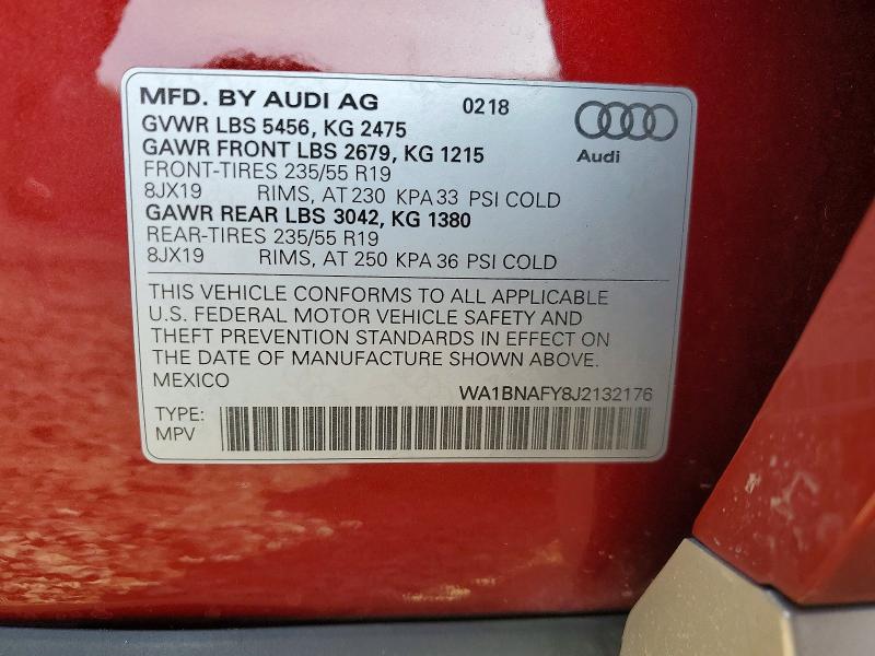 Aukcja sprzedaży 2018 Audi Q5, vin: WA1BNAFY8J2132176, numer aukcji: 65848906