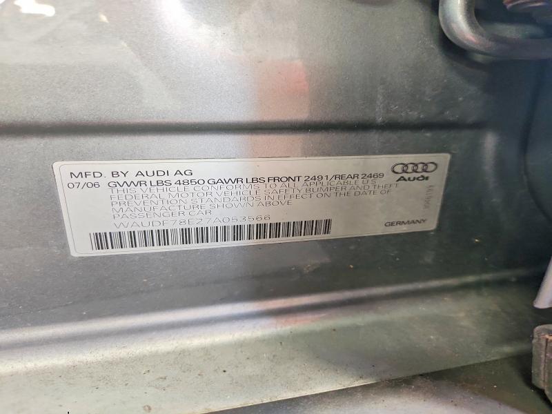 Aukcja sprzedaży 2007 Audi A4, vin: WAUDF78E27A053566, numer aukcji: 63809216