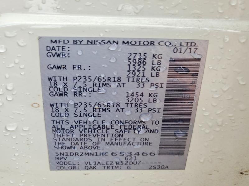 Продаж на аукціоні авто 2017 Nissan Pathfinder, vin: 5N1DR2MN1HC653466, номер лоту: 64273406