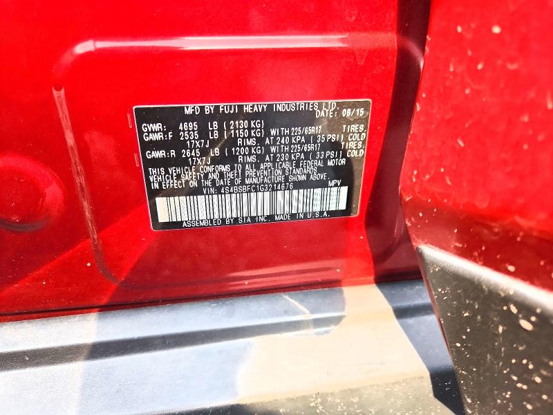 64477466 :رقم المزاد ، 4S4BSBFC1G3214676 vin ، 2016 Subaru Outback مزاد بيع