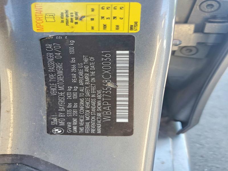 66116856 :رقم المزاد ، WBAPT73568CX00361 vin ، 2008 Bmw 535 مزاد بيع