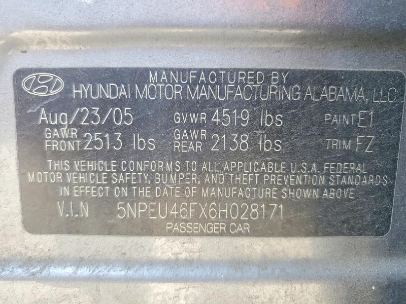 Продажа на аукционе авто 2006 Hyundai Sonata, vin: 5NPEU46FX6H028171, номер лота: 64338936