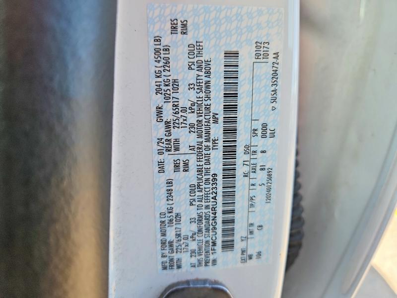 65878576 :رقم المزاد ، 1FMCU9GN4RUA23399 vin ، 2024 Ford Escape مزاد بيع