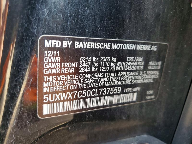 Продаж на аукціоні авто 2012 Bmw X3, vin: 5UXWX7C50CL737559, номер лоту: 67170296