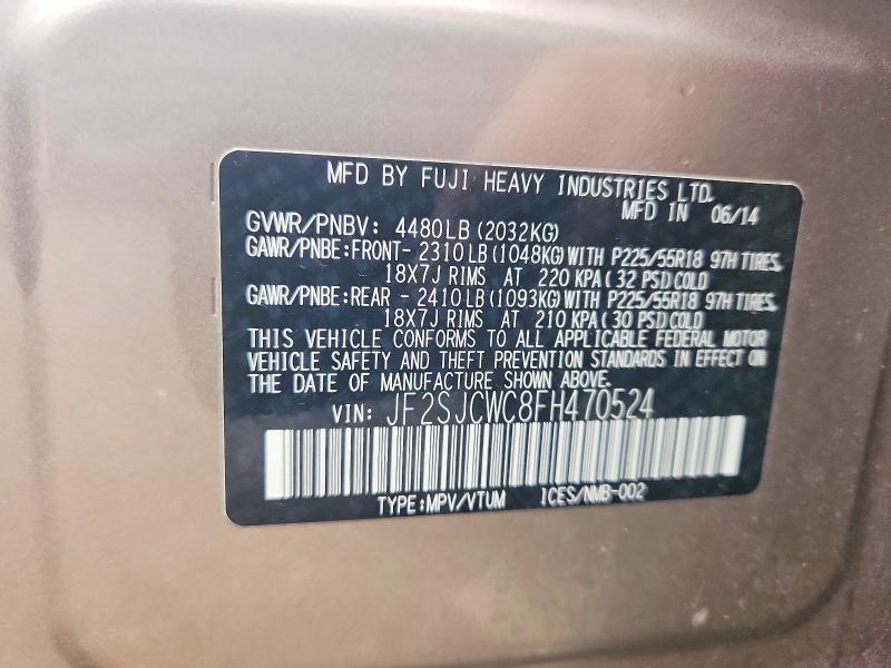 66109866 :رقم المزاد ، JF2SJCWC8FH470524 vin ، 2015 Subaru Forester مزاد بيع