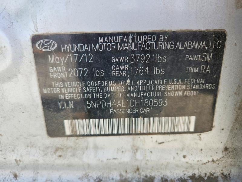 Aukcja sprzedaży 2013 Hyundai Elantra, vin: 5NPDH4AE1DH180593, numer aukcji: 65231106