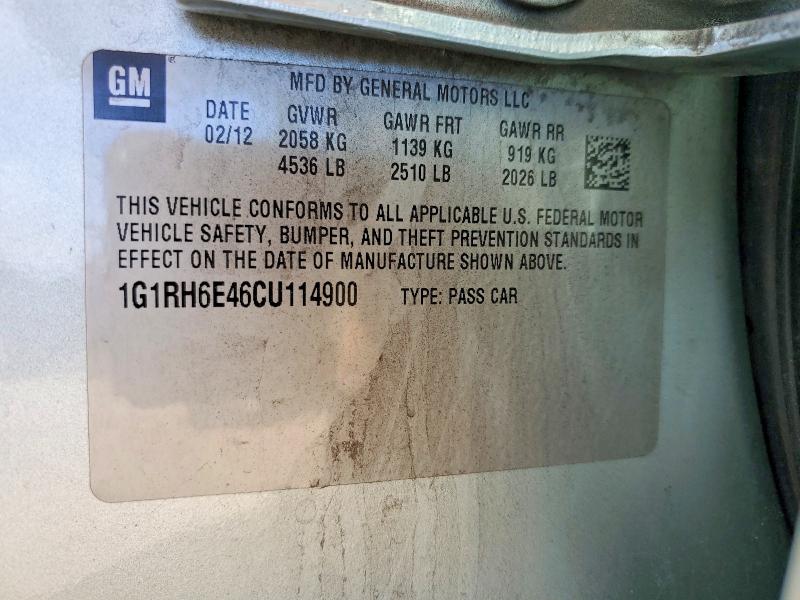 65062546 :رقم المزاد ، 1G1RH6E46CU114900 vin ، 2012 Chevrolet Volt مزاد بيع