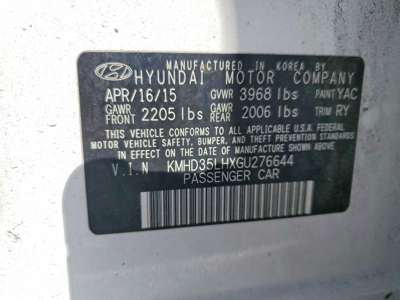 2016 Hyundai Elantra Gt მანქანა იყიდება აუქციონზე, vin: KMHD35LHXGU276644, აუქციონის ნომერი: 63774046