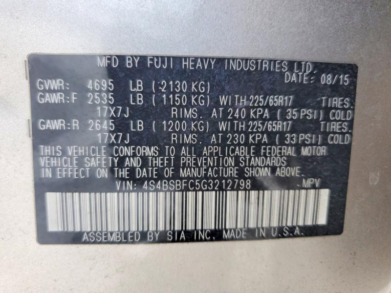 Продаж на аукціоні авто 2016 Subaru Outback, vin: 4S4BSBFC5G3212798, номер лоту: 64274426
