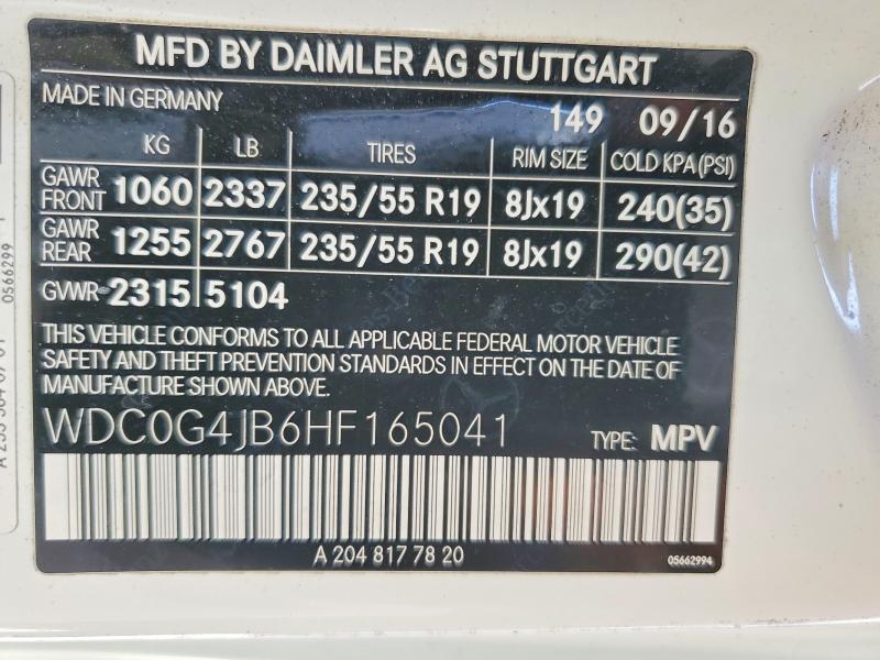 Aukcja sprzedaży 2017 Mercedes-benz Glc, vin: WDC0G4JB6HF165041, numer aukcji: 64629866