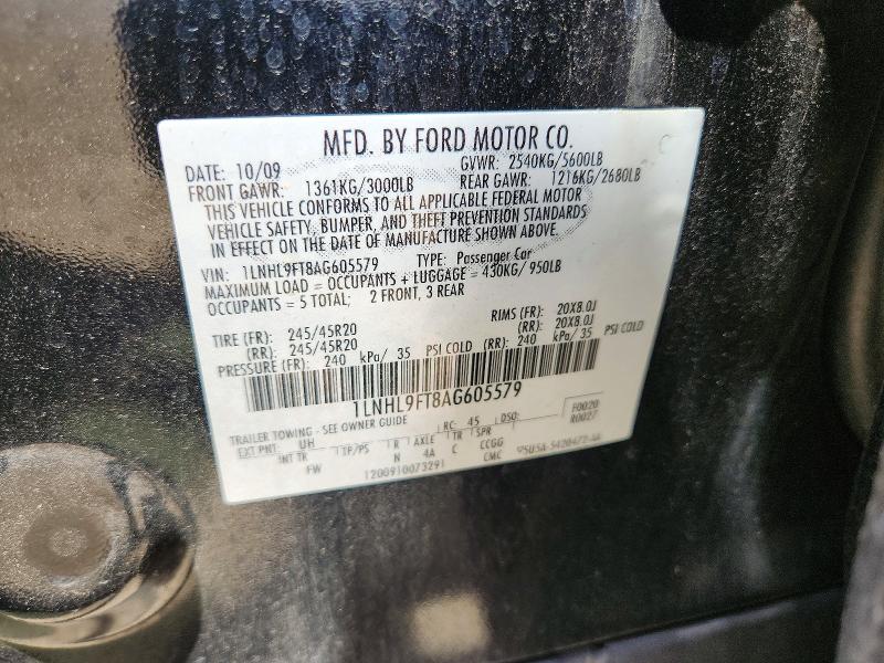 Продаж на аукціоні авто 2010 Lincoln Mks, vin: 1LNHL9FT8AG605579, номер лоту: 65531756