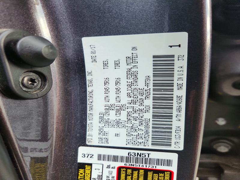 65862356 :رقم المزاد ، 5TFAX5GN0HX084922 vin ، 2017 Toyota Tacoma مزاد بيع