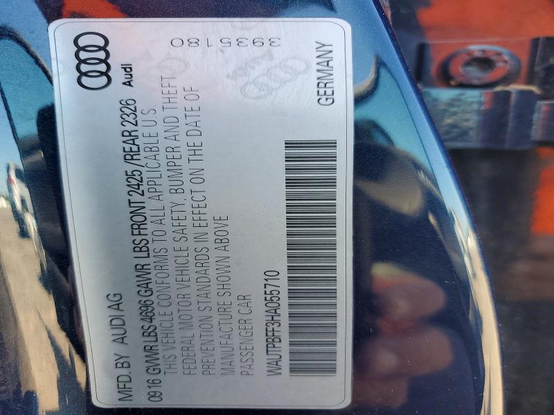 Aukcja sprzedaży 2017 Audi A3, vin: WAUTPBFF3HA055710, numer aukcji: 65319196