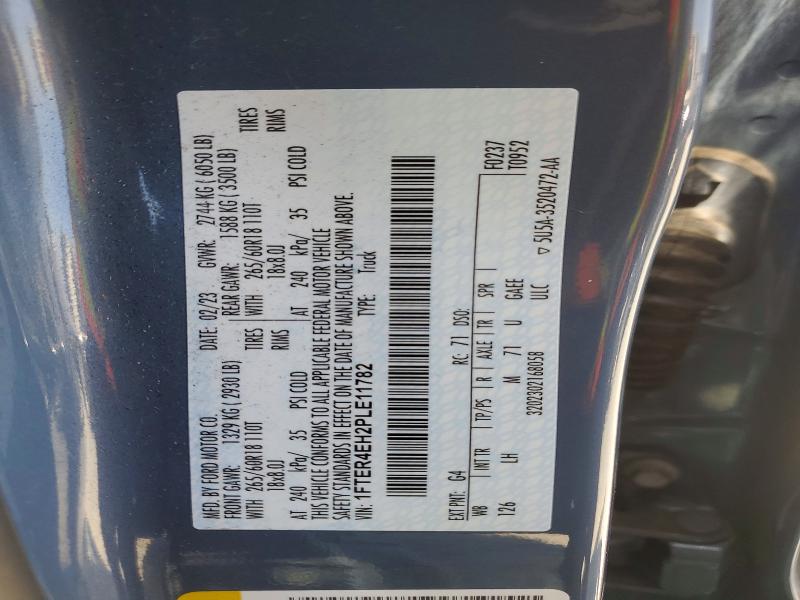 Aukcja sprzedaży 2023 Ford Ranger, vin: 1FTER4EH2PLE11782, numer aukcji: 64108606