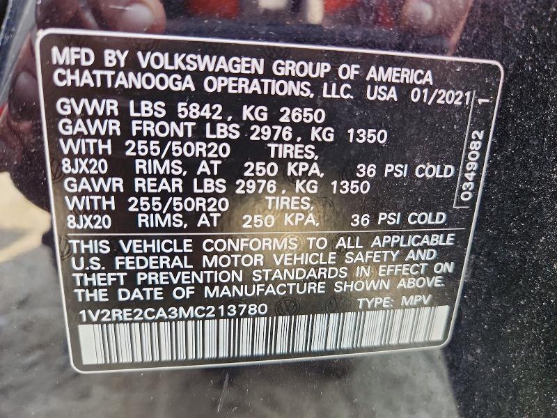 Aukcja sprzedaży 2021 Volkswagen Atlas Cross Sport, vin: 1V2RE2CA3MC213780, numer aukcji: 63929626