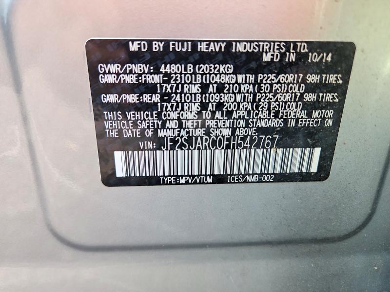 65719066 :رقم المزاد ، JF2SJARC0FH542767 vin ، 2015 Subaru Forester مزاد بيع