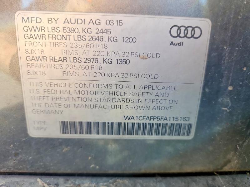 Auction sale of the 2015 Audi Q5, vin: WA1CFAFP5FA115163, lot number: 66435906