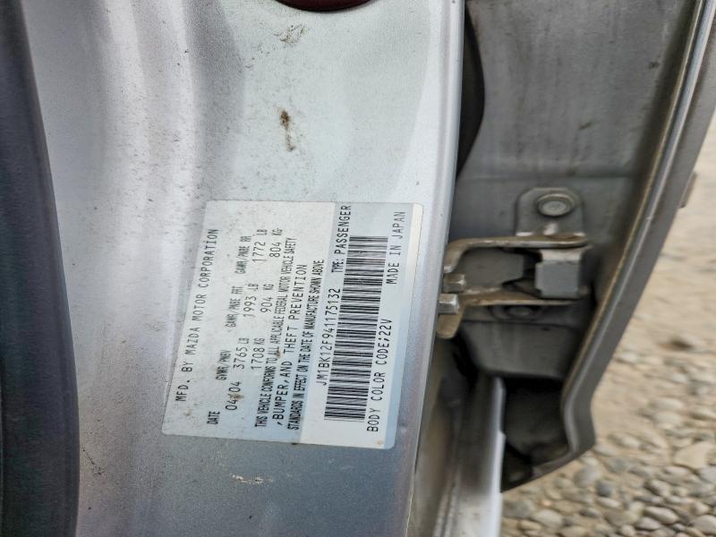 Продажа на аукционе авто 2004 Mazda 3, vin: JM1BK12F941175132, номер лота: 64614856