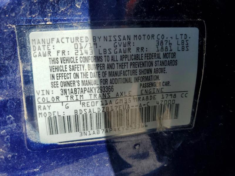 Продаж на аукціоні авто 2019 Nissan Sentra, vin: 3N1AB7AP4KY293366, номер лоту: 66277206