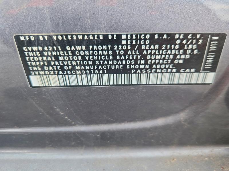 Продаж на аукціоні авто 2012 Volkswagen Jetta, vin: 3VWDX7AJ6CM397841, номер лоту: 66257516