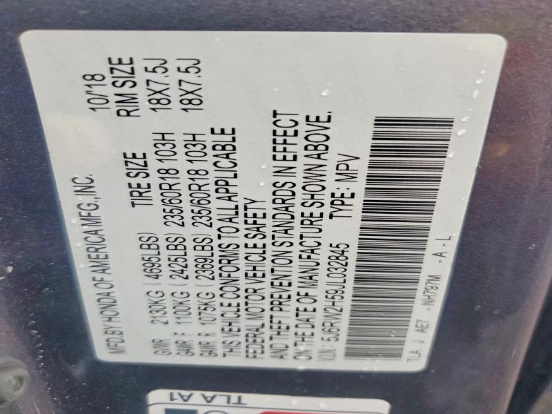 Aukcja sprzedaży 2018 Honda Cr-v, vin: 5J6RW2H59JL032845, numer aukcji: 65511036