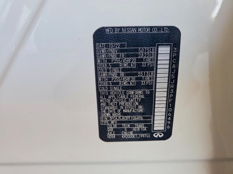 64486766 :رقم المزاد ، 3PCAJ5JR3PF106496 vin ، 2023 Infiniti Qx55 مزاد بيع