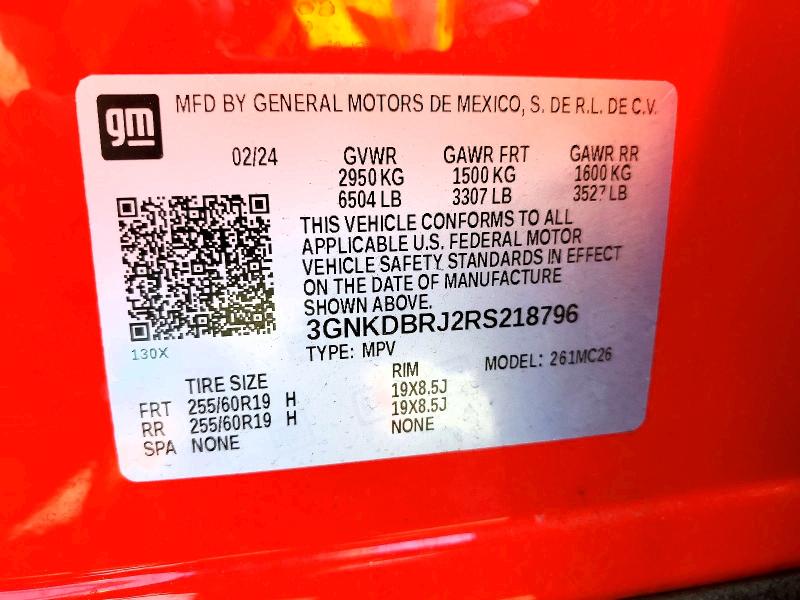 64514526 :رقم المزاد ، 3GNKDBRJ2RS218796 vin ، 2024 Chevrolet Blazer مزاد بيع