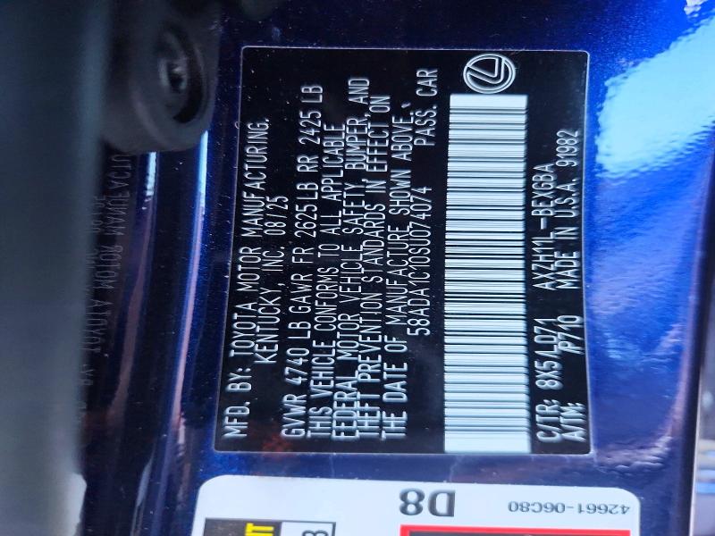 Aukcja sprzedaży 2025 Lexus Es 300h, vin: 58ADA1C10SU074074, numer aukcji: 65659116