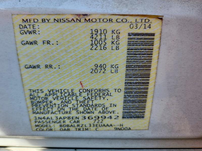 Продаж на аукціоні авто 2014 Nissan Altima, vin: 1N4AL3AP8EN369942, номер лоту: 63391896