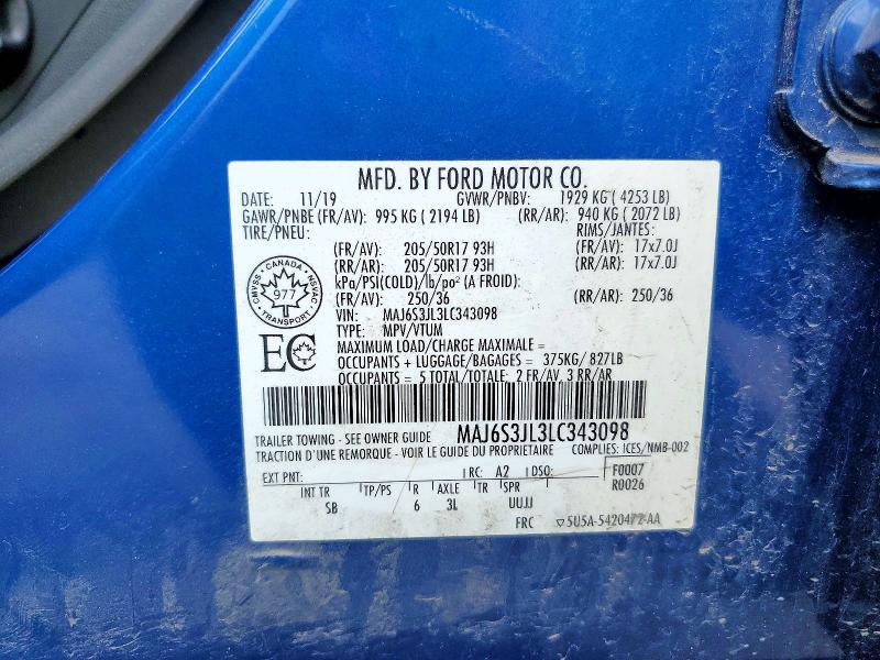 Продажа на аукционе авто 2020 Ford Ecosport, vin: MAJ6S3JL3LC343098, номер лота: 64792976