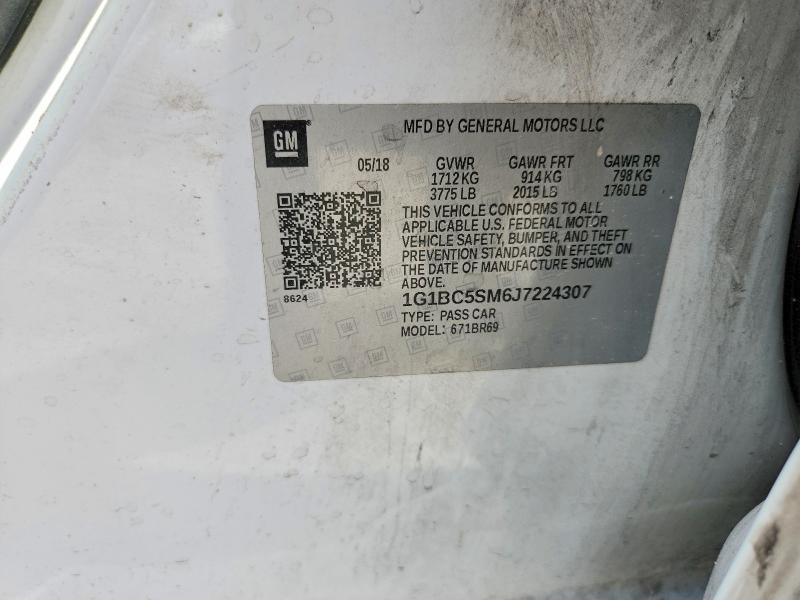 59622536 :رقم المزاد ، 1G1BC5SM6J7224307 vin ، 2018 Chevrolet Cruze مزاد بيع
