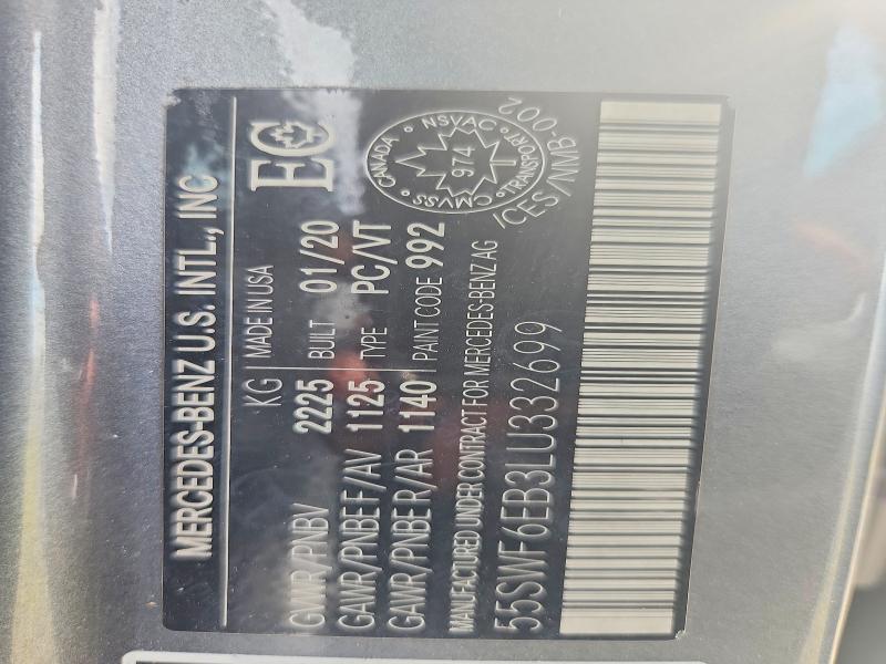 Продажа на аукционе авто 2020 Mercedes-benz C, vin: 55SWF6EB3LU332699, номер лота: 63011626
