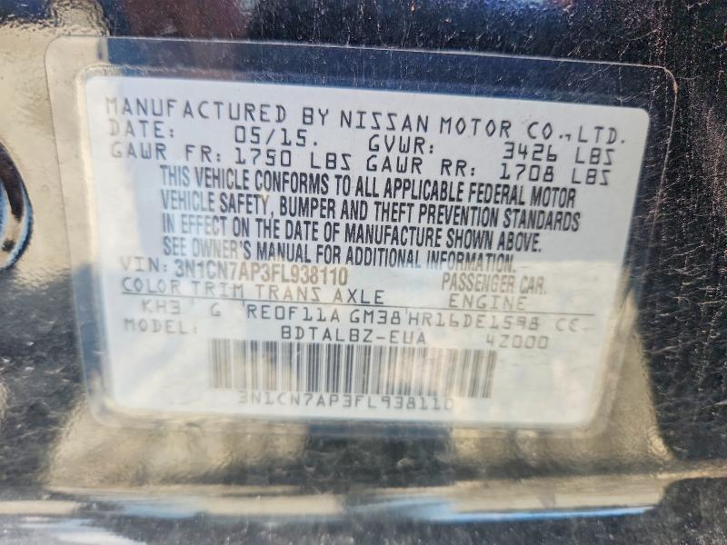 Продажа на аукционе авто 2015 Nissan Versa, vin: 3N1CN7AP3FL938110, номер лота: 64670096