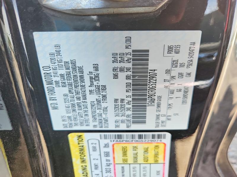 2016 Ford Mustang მანქანა იყიდება აუქციონზე, vin: 1FA6P8CF0G5229074, აუქციონის ნომერი: 66089456