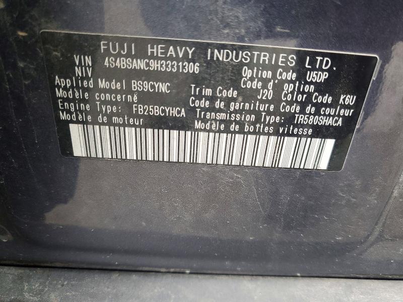 Aukcja sprzedaży 2017 Subaru Outback, vin: 4S4BSANC9H3331306, numer aukcji: 66808406