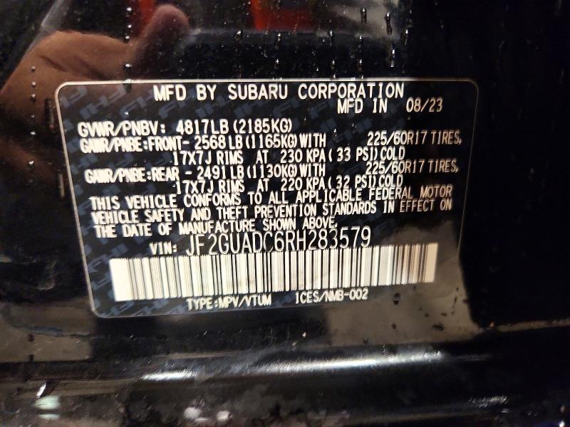 67138976 :رقم المزاد ، JF2GUADC6RH283579 vin ، 2024 Subaru Crosstrek مزاد بيع