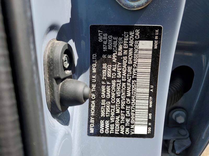 65738606 :رقم المزاد ، SHHFK7H34HU232575 vin ، 2017 Honda Civic مزاد بيع