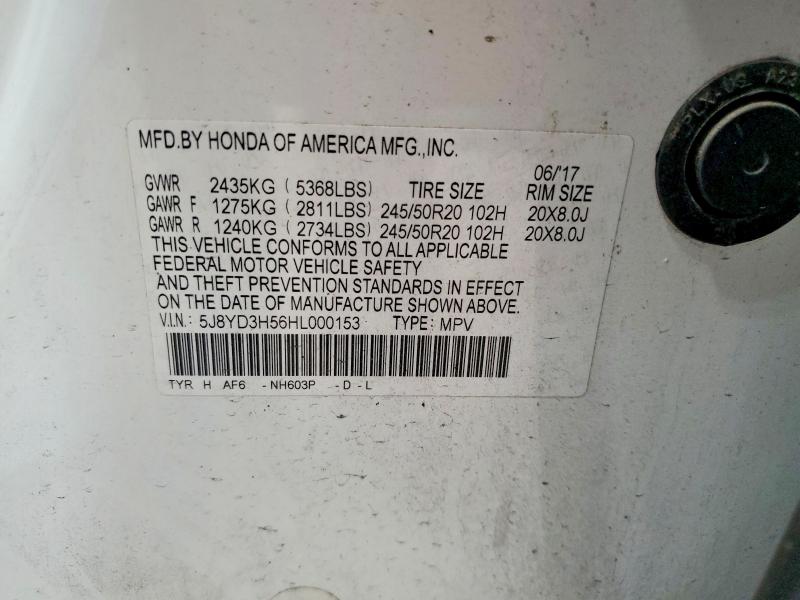 Aukcja sprzedaży 2017 Acura Mdx, vin: 5J8YD3H56HL000153, numer aukcji: 65514876