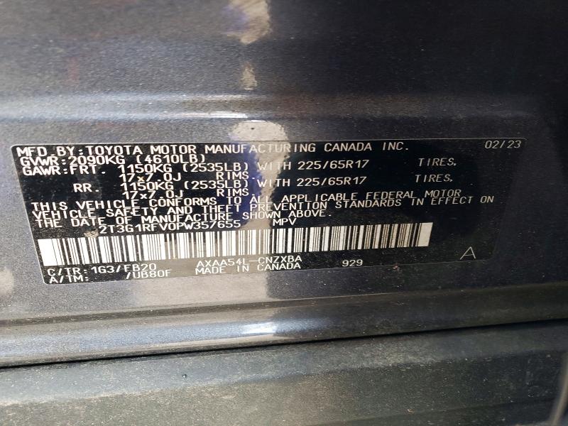 64849776 :رقم المزاد ، 2T3G1RFV0PW357655 vin ، 2023 Toyota Rav4 مزاد بيع