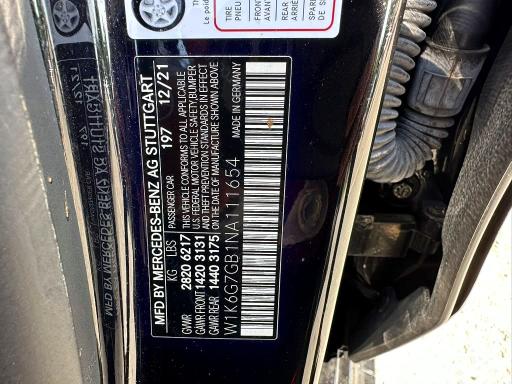 64975806 :رقم المزاد ، W1K6G7GB1NA111654 vin ، 2022 Mercedes-benz S مزاد بيع