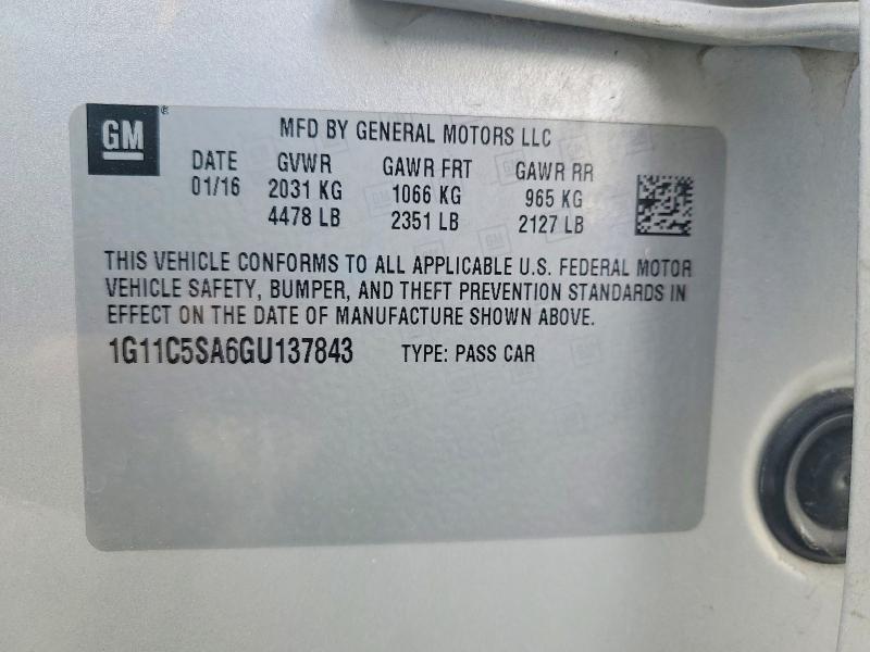Продажа на аукционе авто 2016 Chevrolet Malibu Limited, vin: 1G11C5SA6GU137843, номер лота: 63648566