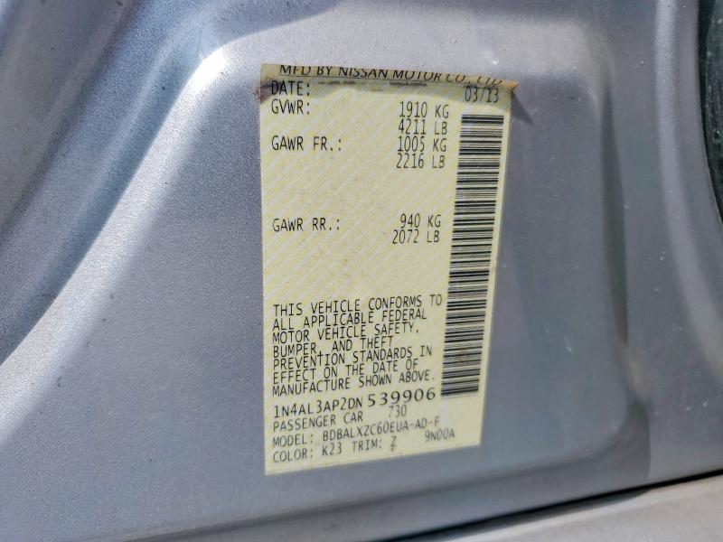 65700896 :رقم المزاد ، 1N4AL3AP2DN539906 vin ، 2013 Nissan Altima مزاد بيع
