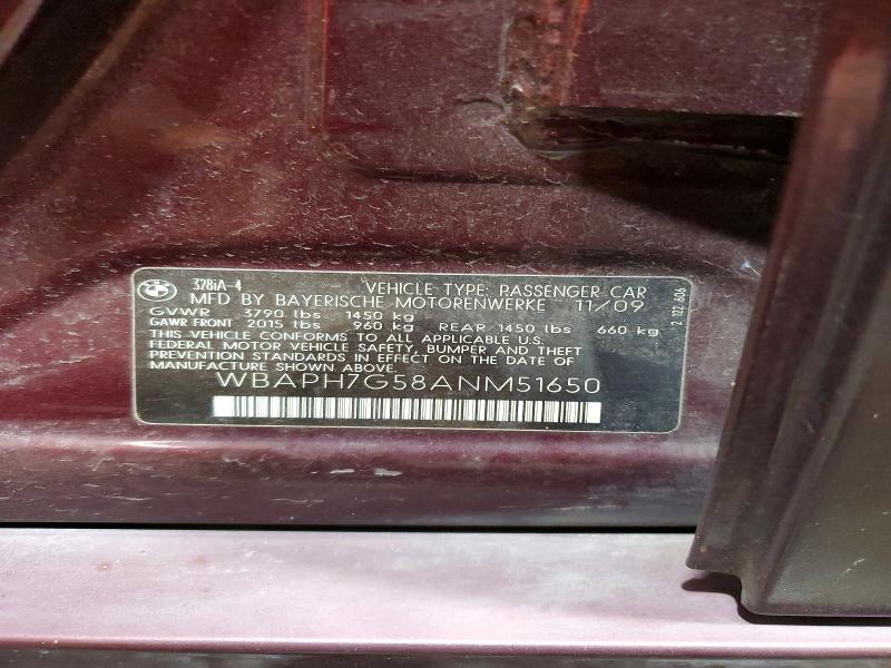 Продаж на аукціоні авто 2010 Bmw 328, vin: WBAPH7G58ANM51650, номер лоту: 65879286