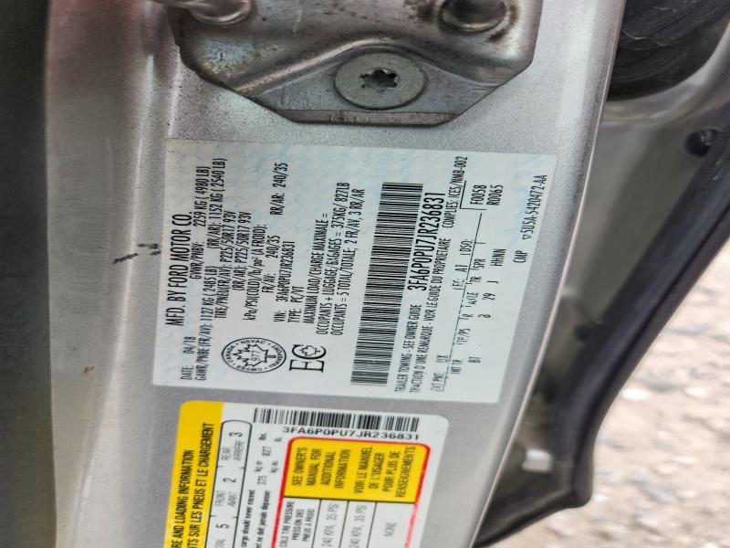 Aukcja sprzedaży 2018 Ford Fusion, vin: 3FA6P0PU7JR236831, numer aukcji: 64776916