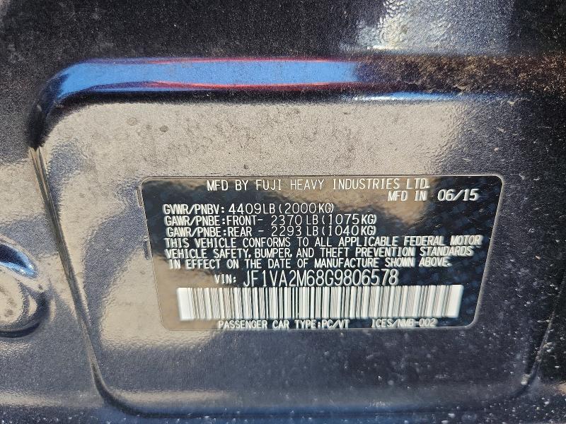 Продажа на аукционе авто 2016 Subaru Wrx, vin: JF1VA2M68G9806578, номер лота: 65315956