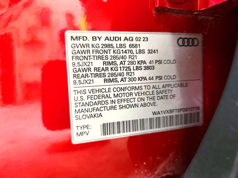 63158376 :رقم المزاد ، WA1VXBF72PD012715 vin ، 2023 Audi Q7 مزاد بيع